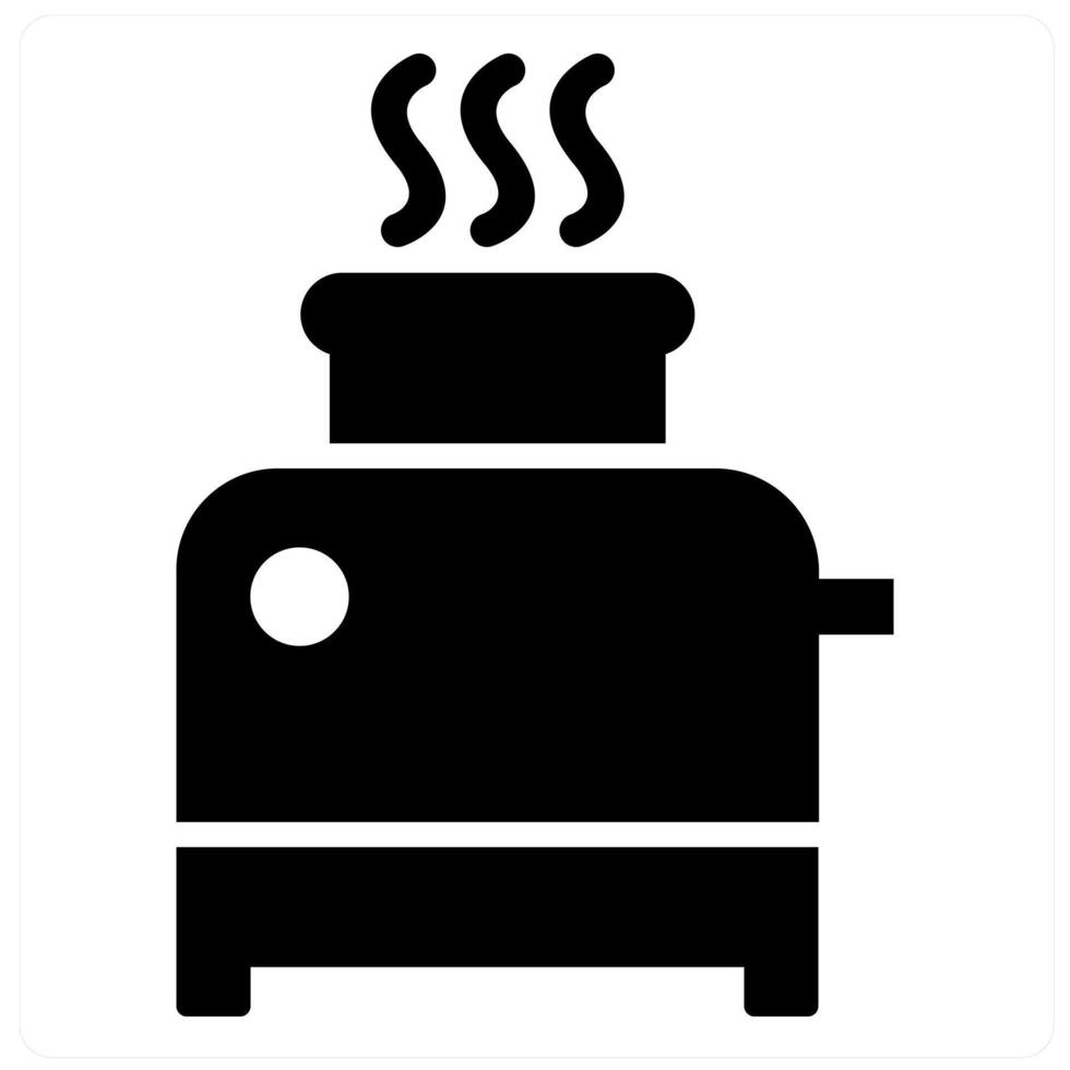 Toaster and bread toaster icon concept in black filled color vector