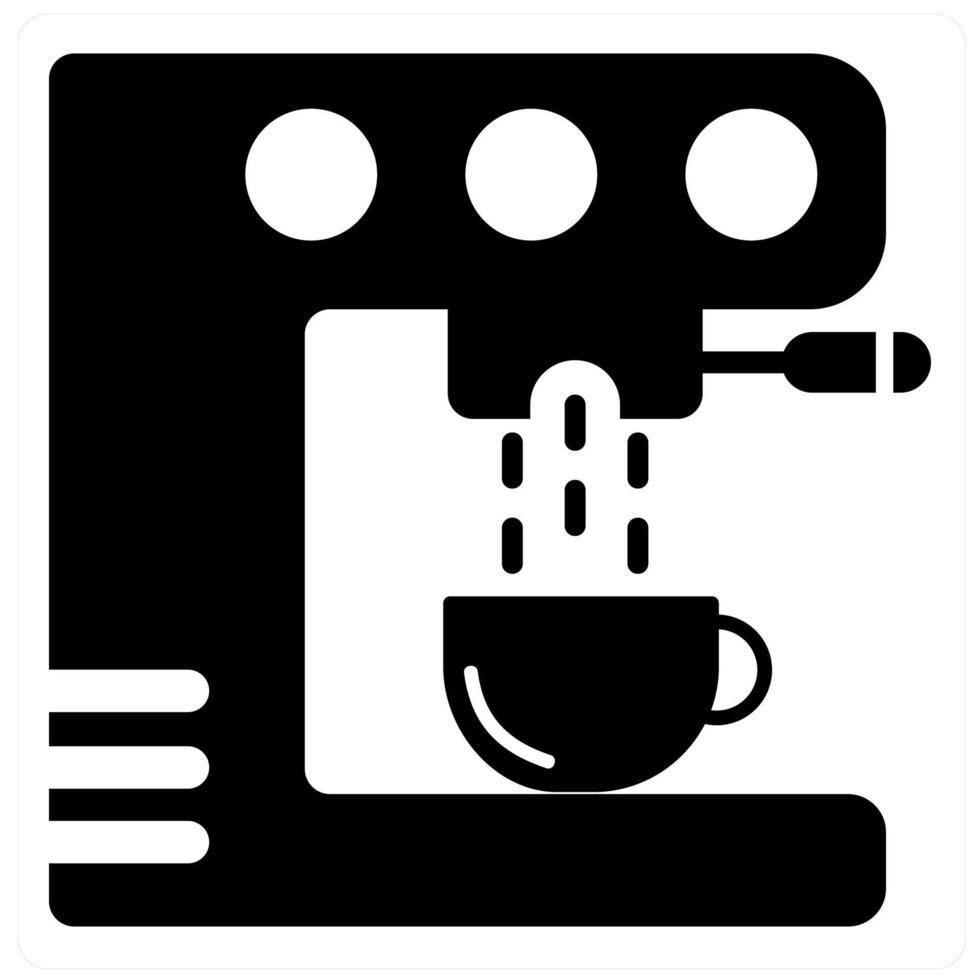 Coffee Maker and coffee machine icon concept in black filled color vector