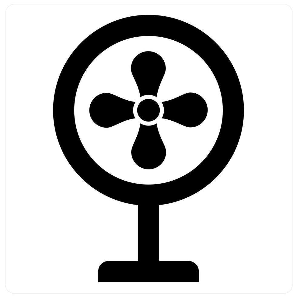 Fan and desk fan icon concept in black filled color vector