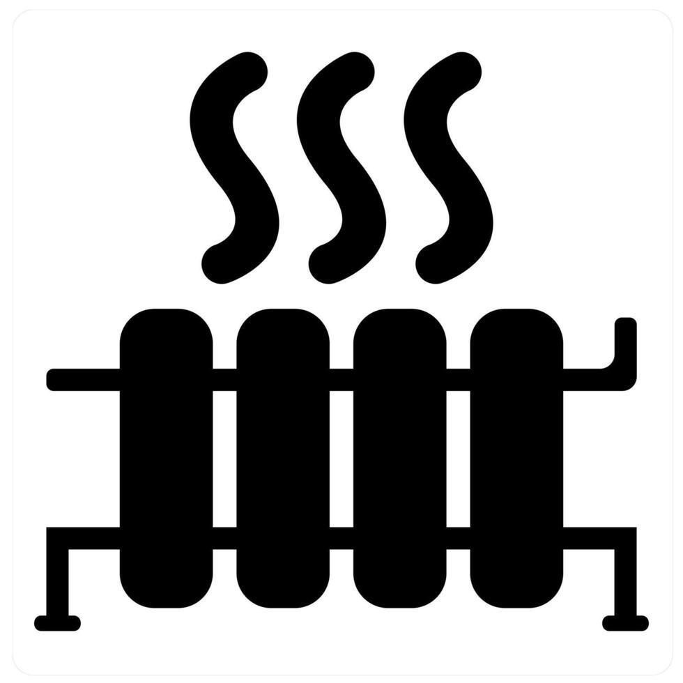 Heater and gyser icon concept in black filled color vector