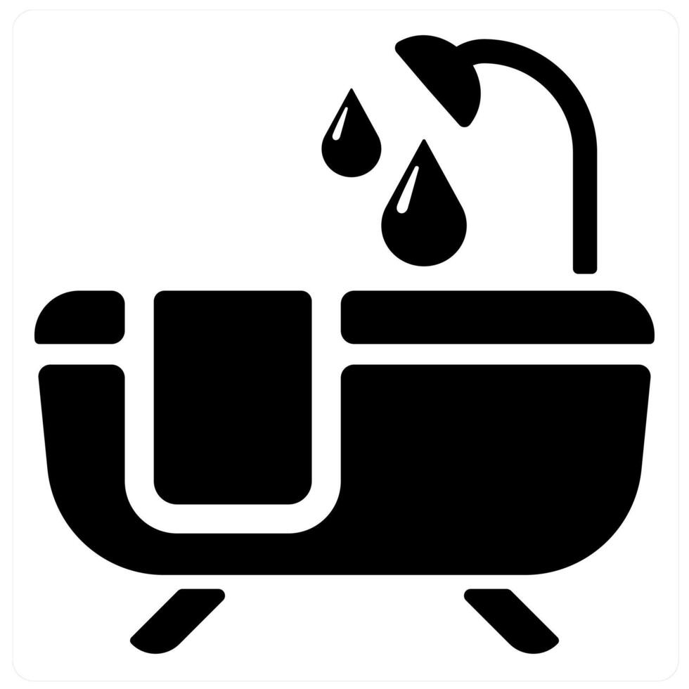Bathroom and bath icon concept in black filled color vector
