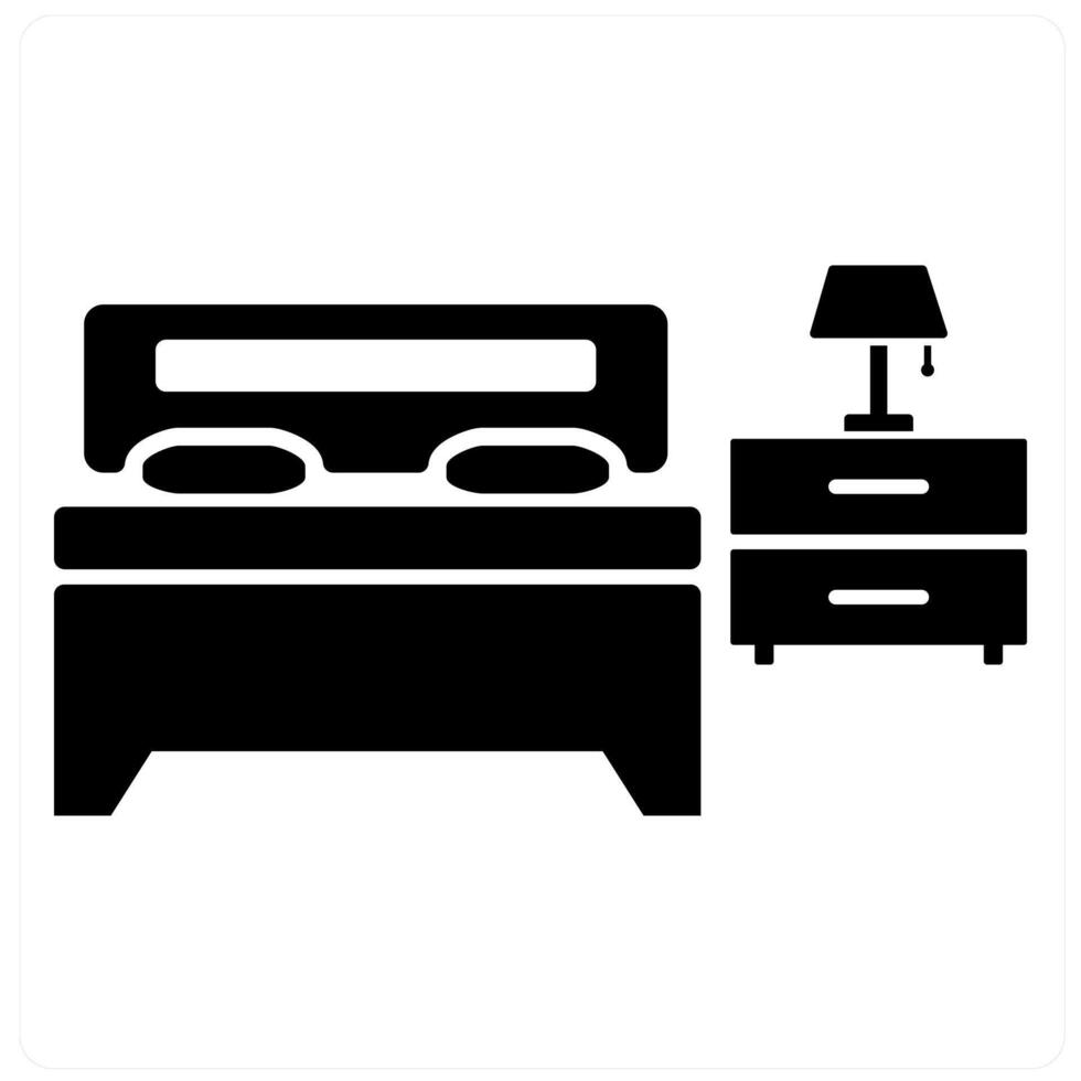 Bedrooma nd bed icon concept in black filled color vector