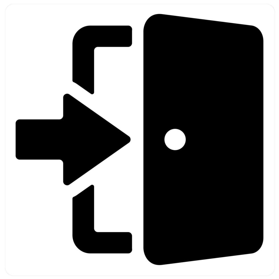 Door and door open icon concept in black filled color vector