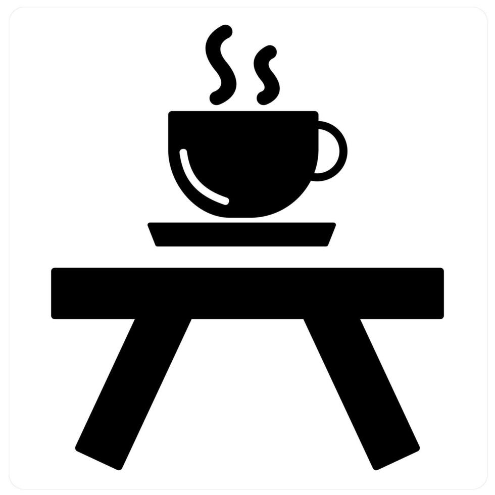 Coffee Table and desk icon concept in black filled color vector