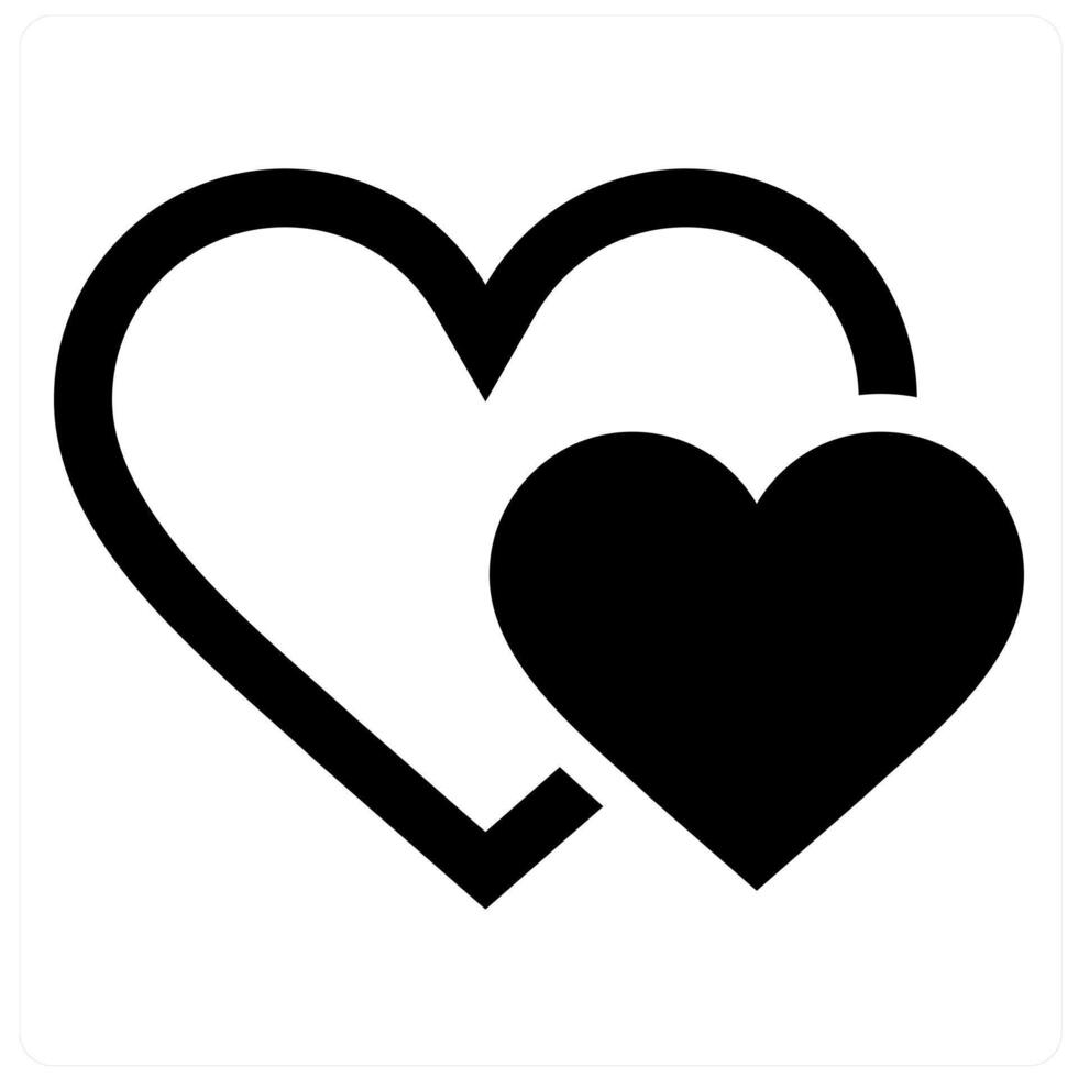 Love and heart icon concept in black filled color vector