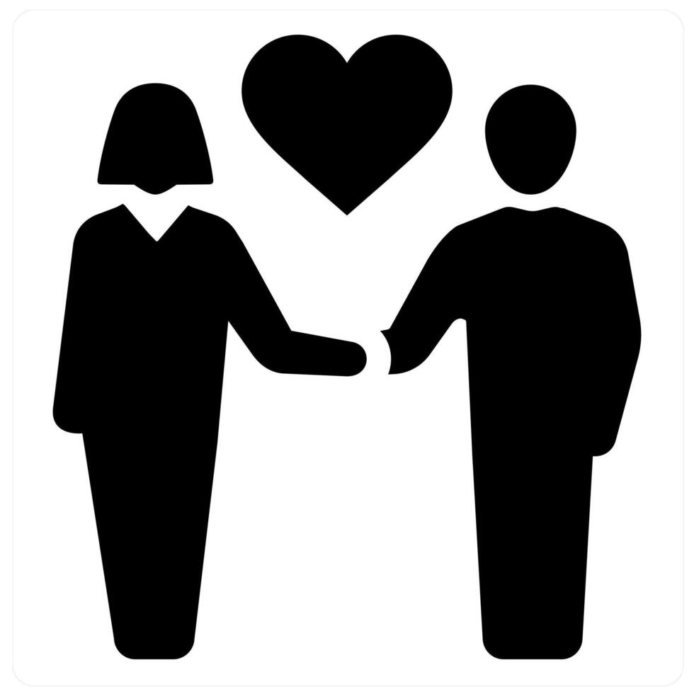 Couple and lovely couple icon concept in black filled color vector