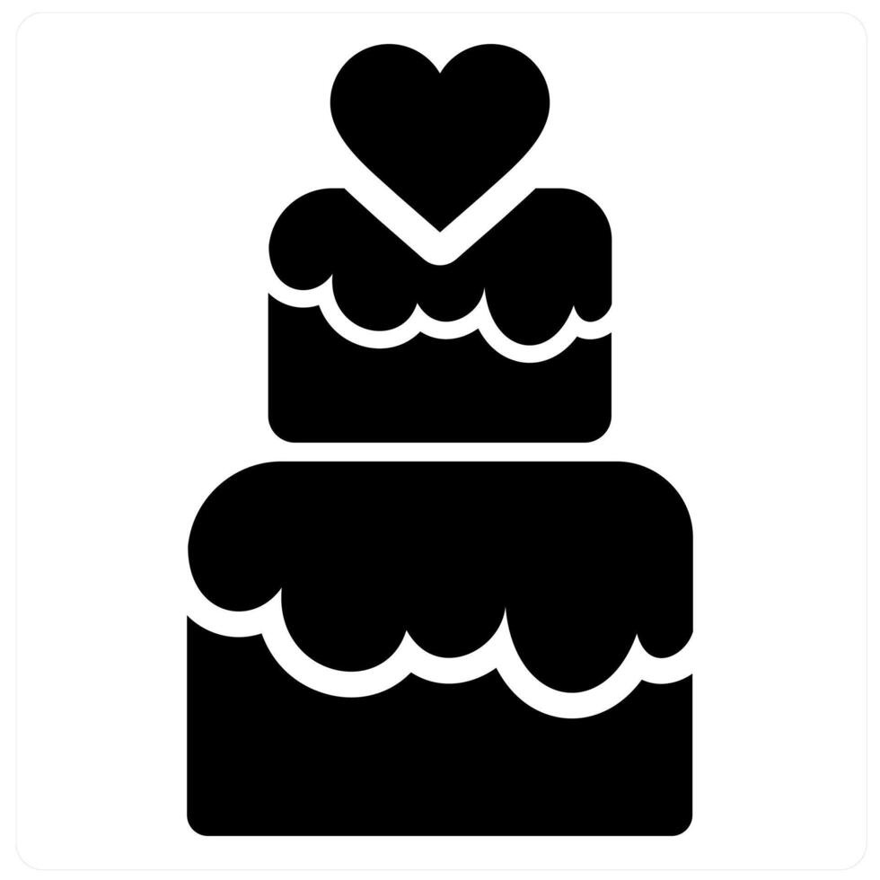 Cake and celebrate icon concept in black filled color vector
