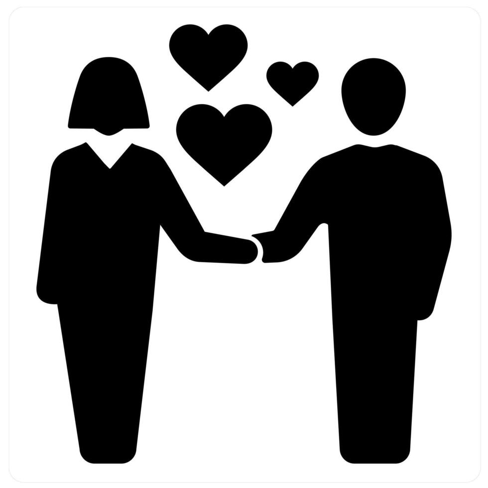 Declaration and couple icon concept in black filled color vector