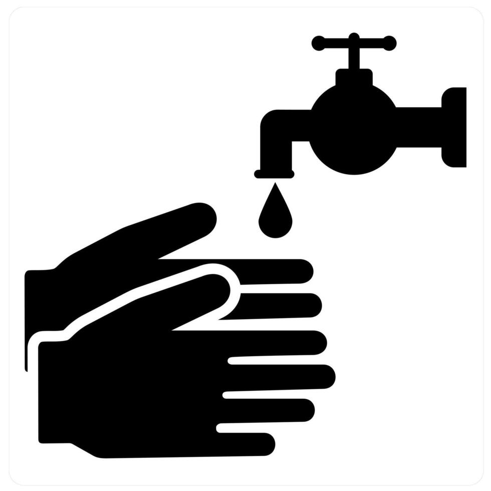 Wash Hand and cleaning icon concept in black filled color vector