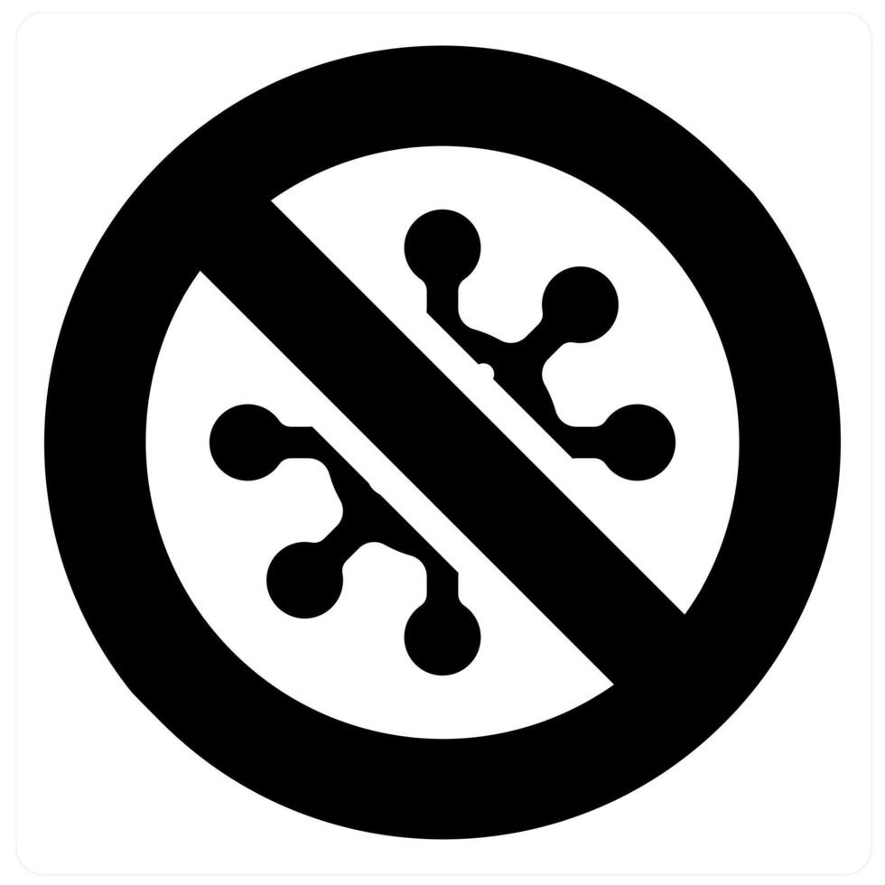 No Bacteria and bacteria icon concept in black filled color vector