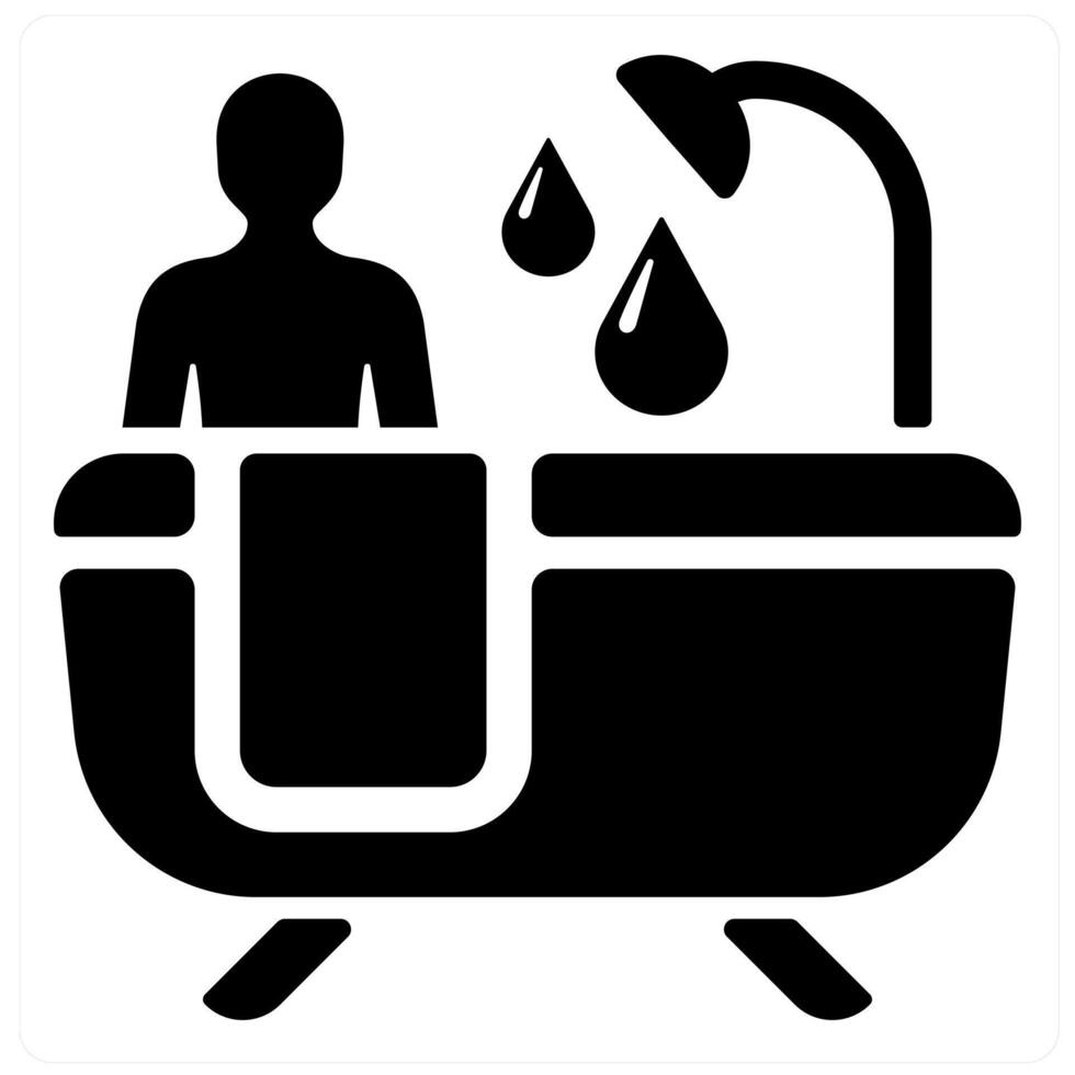 Bathing and bath icon concept in black filled color vector