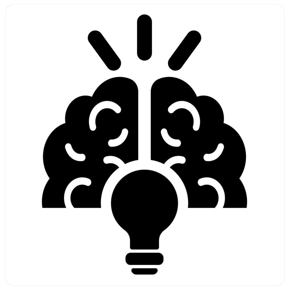Creative Idea and idea icon concept in black filled color vector