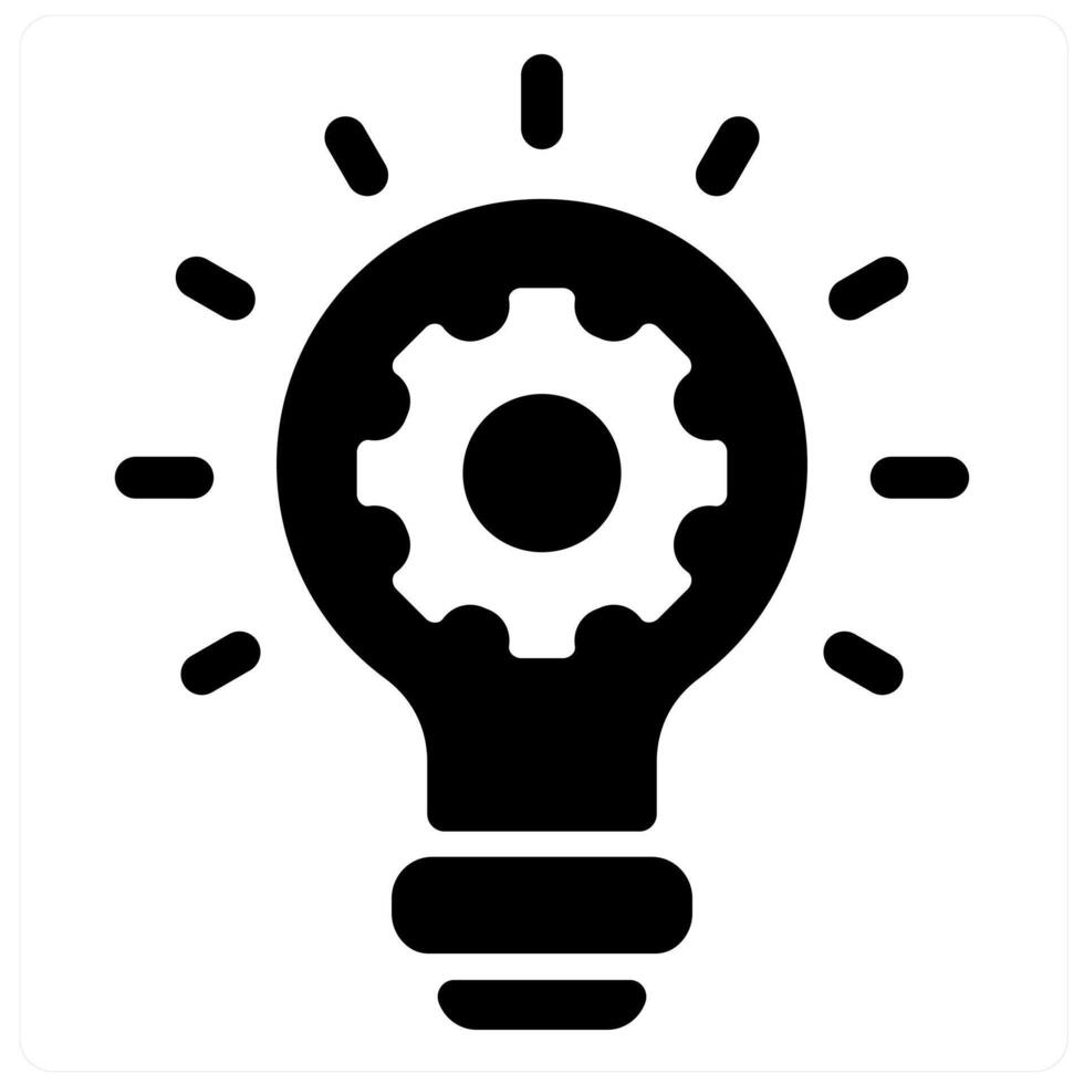 Idea Generation and idea icon concept in black filled color vector