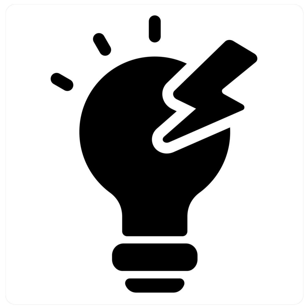 Invention and idea icon in black filled color vector