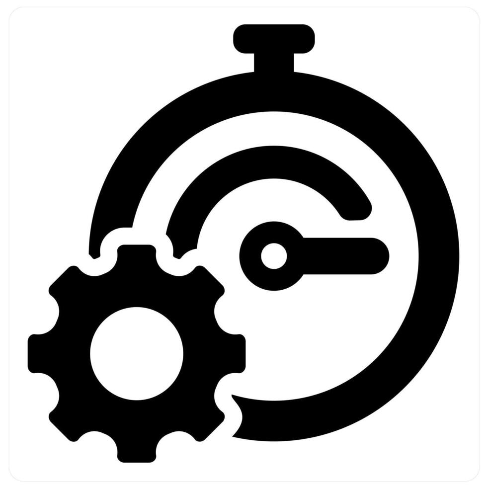 Productivity and gear icon concept in black filled color vector