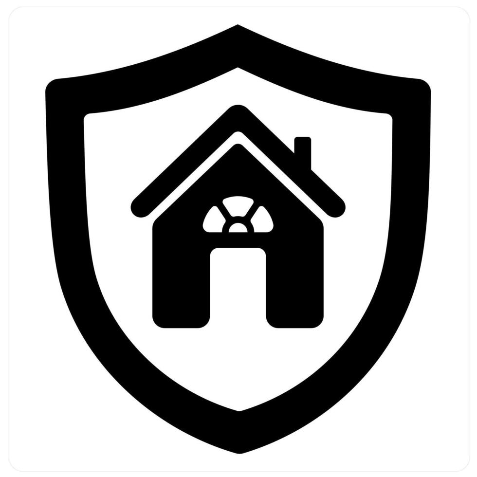 Home Insurance and house icon concept in black filled color vector