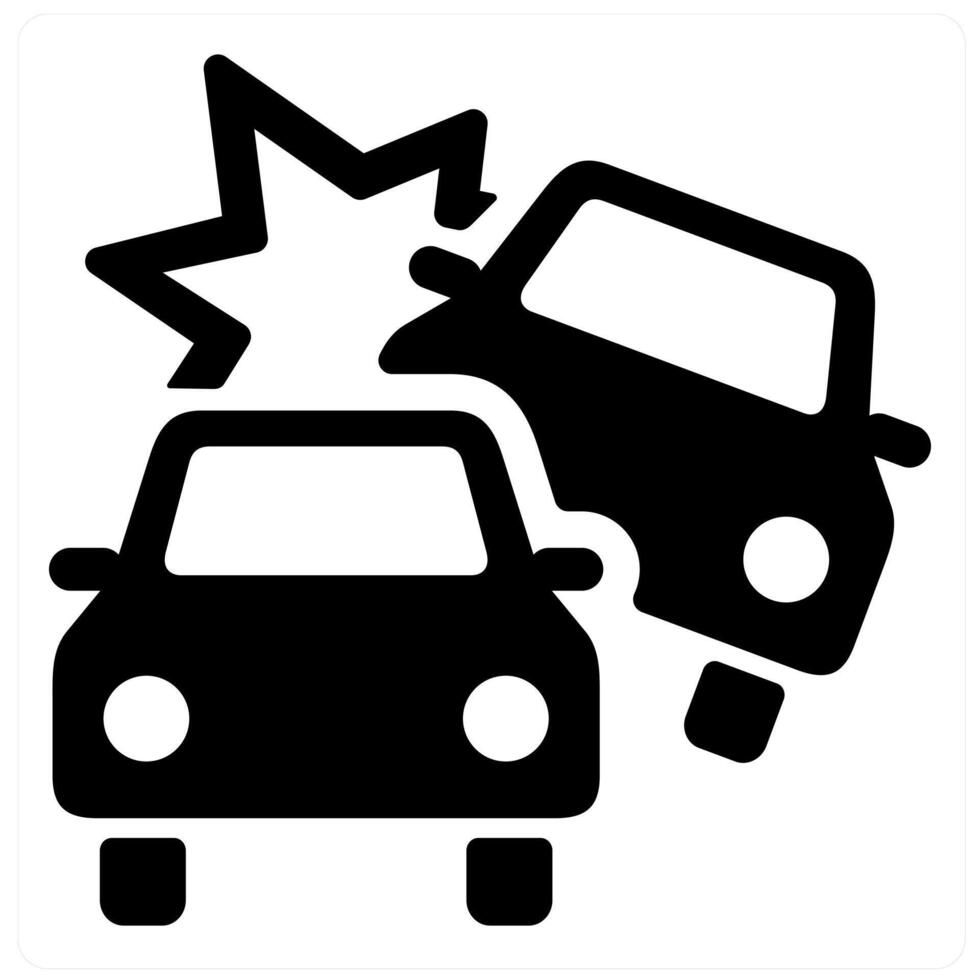 Accident and car icon concept in black filled color vector
