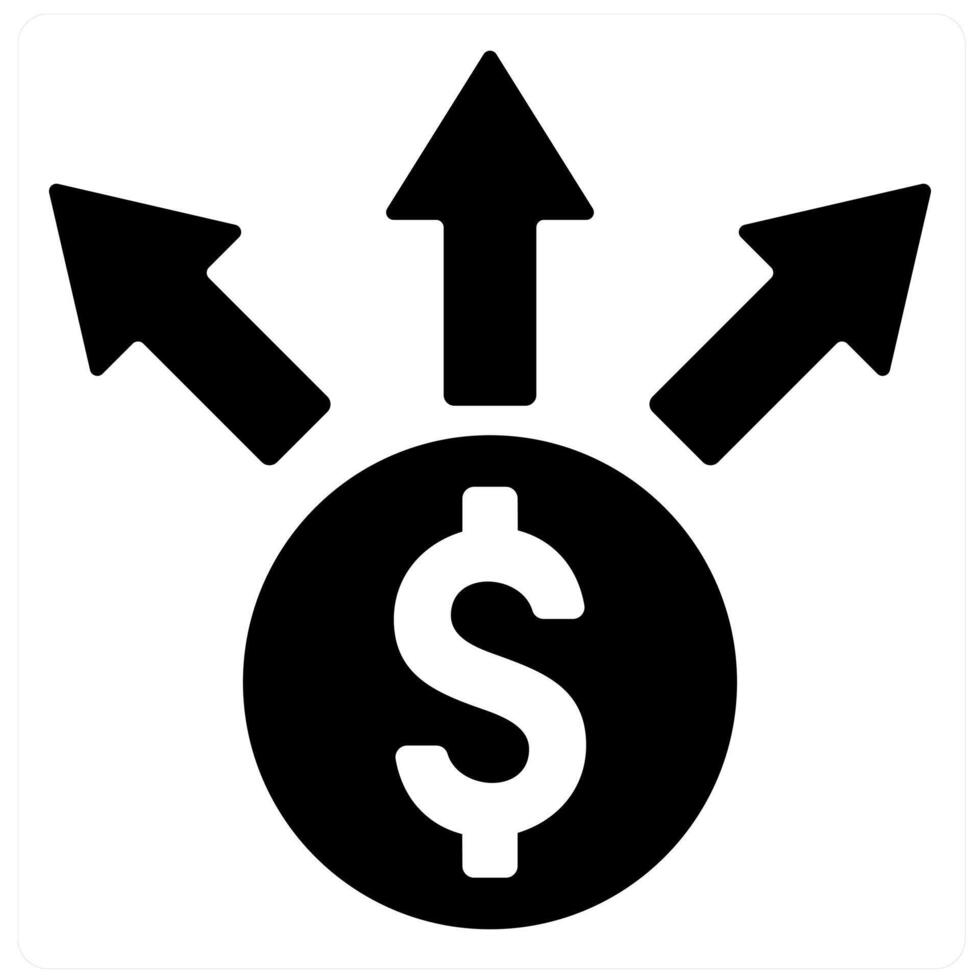Liabilities and money icon concept in black filled color vector
