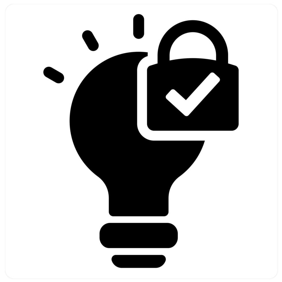 Intellectual and idea icon concept in black filled color vector
