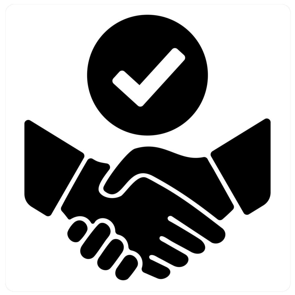 IP Agreement and agreement icon concept in black filled color vector