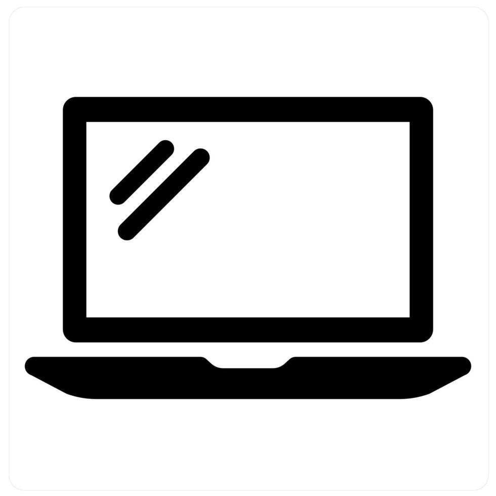 Laptop and screen icon concept in black filled color vector