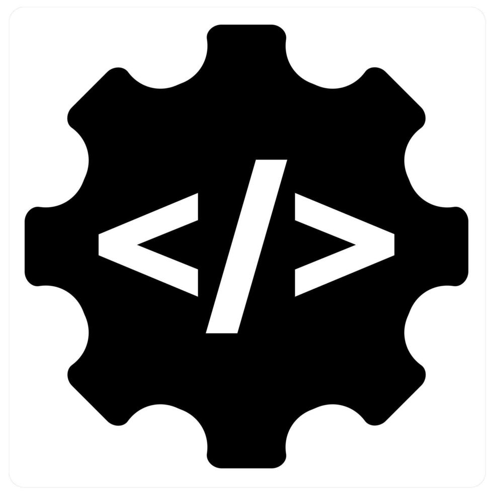 Programming and code icon concept in black filled color vector