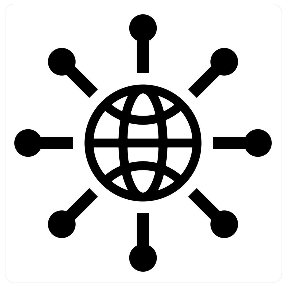 Internet and domain icon concept in black filled color vector