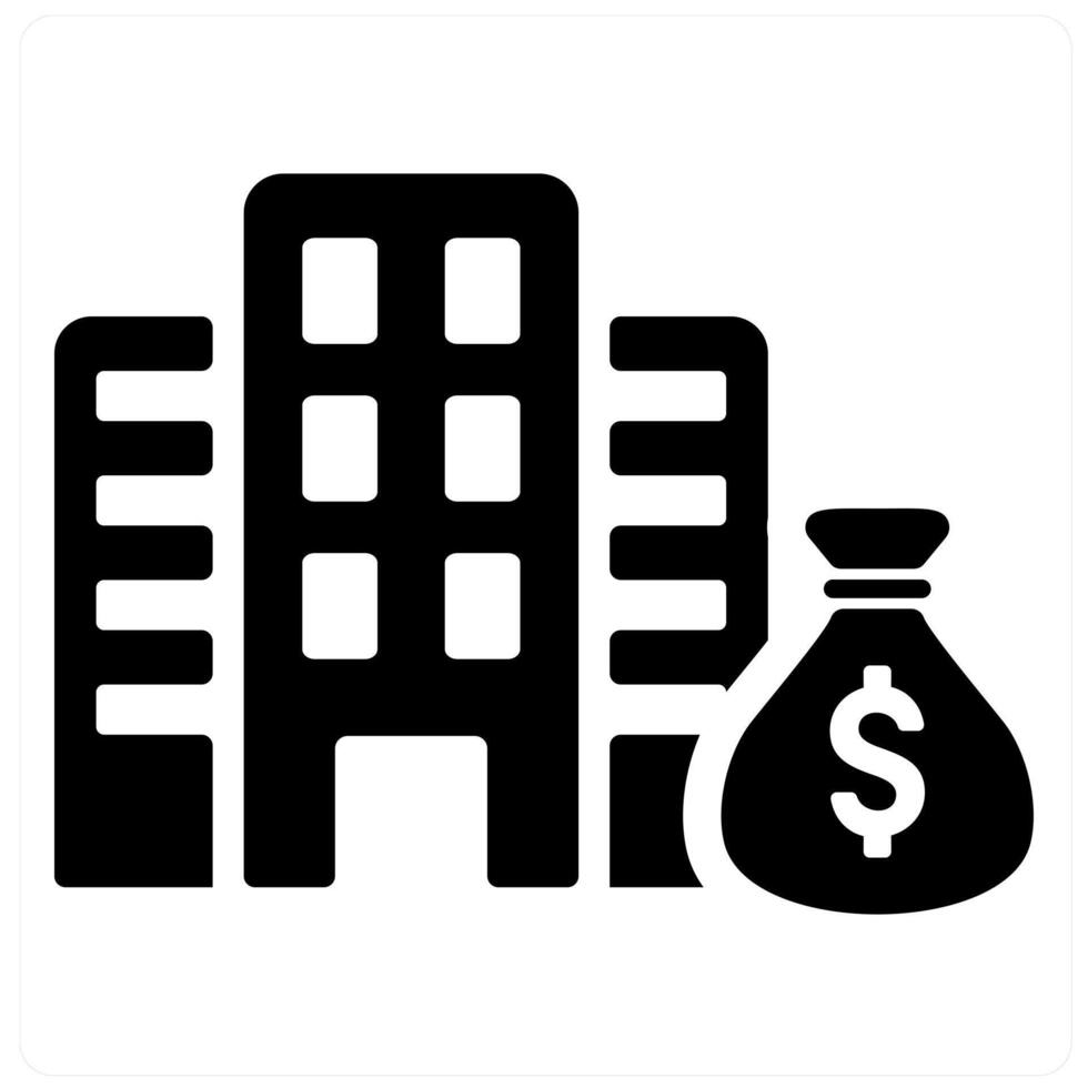 Venture Capital and coin icon concept in black filled color vector