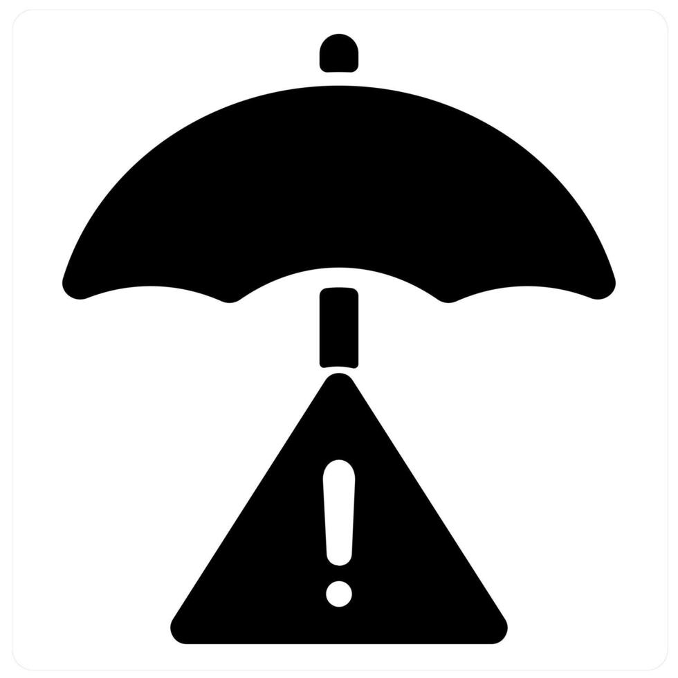 Risk Management and alert icon concept in black filled color vector