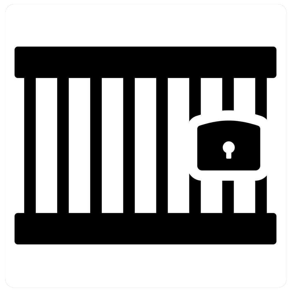 Jail and prison icon concept in black filled color vector
