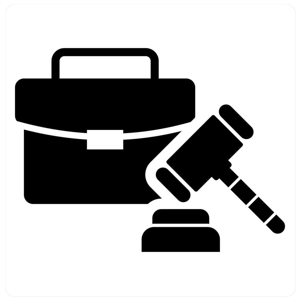 Case and office bag icon concept in black filled color vector