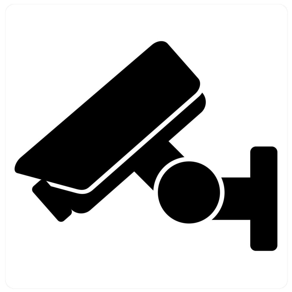 CCTV and security icon concept in black filled color vector