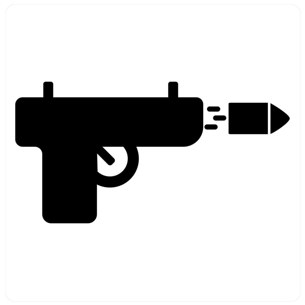 Weapon and gun icon concept in black filled color vector