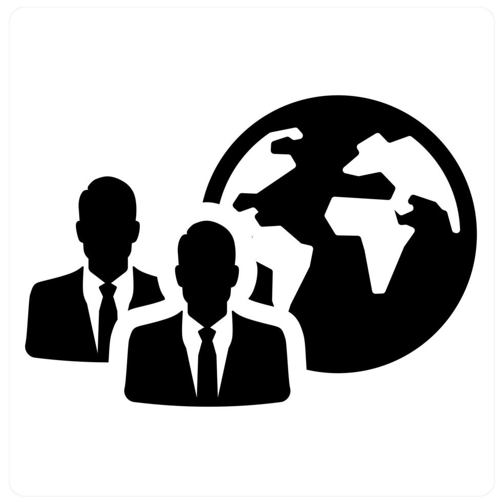 Culture and globe icon concept in black filled color vector