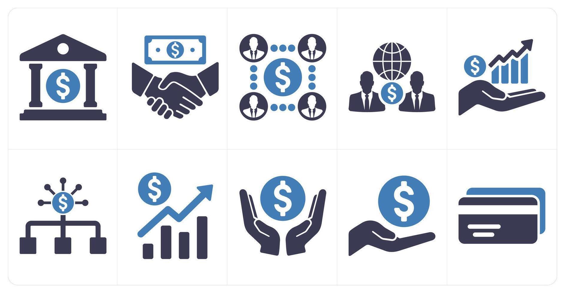 A set of 10 finance icons as bank, financial agreement vector