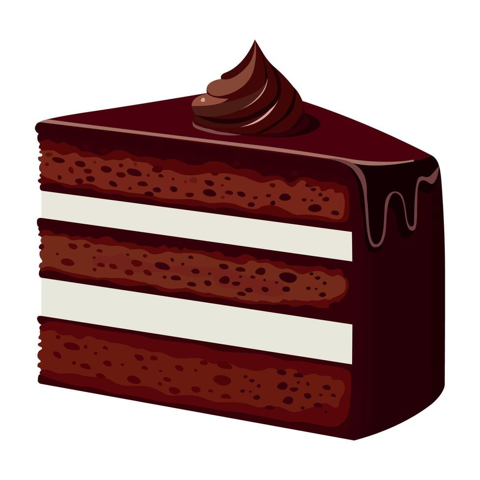 Illustration of a slice of chocolate cake vector