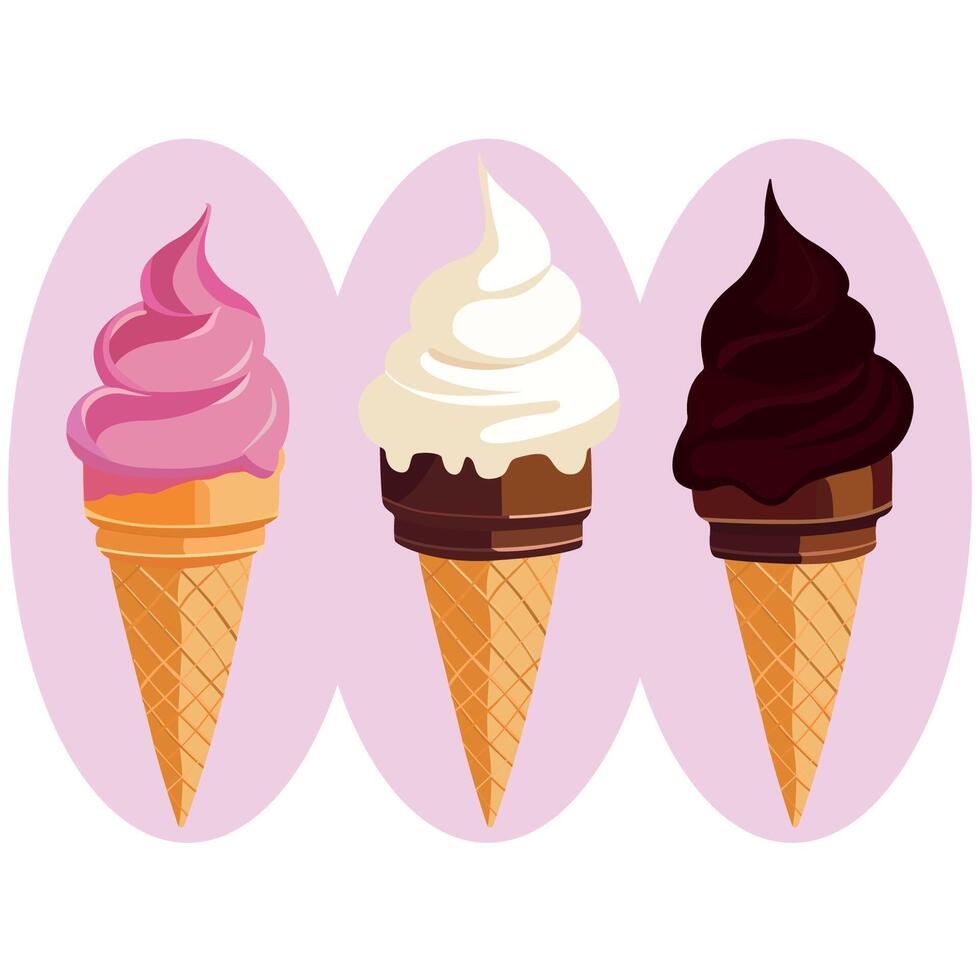 Illustration of a set of ice cream cones vector