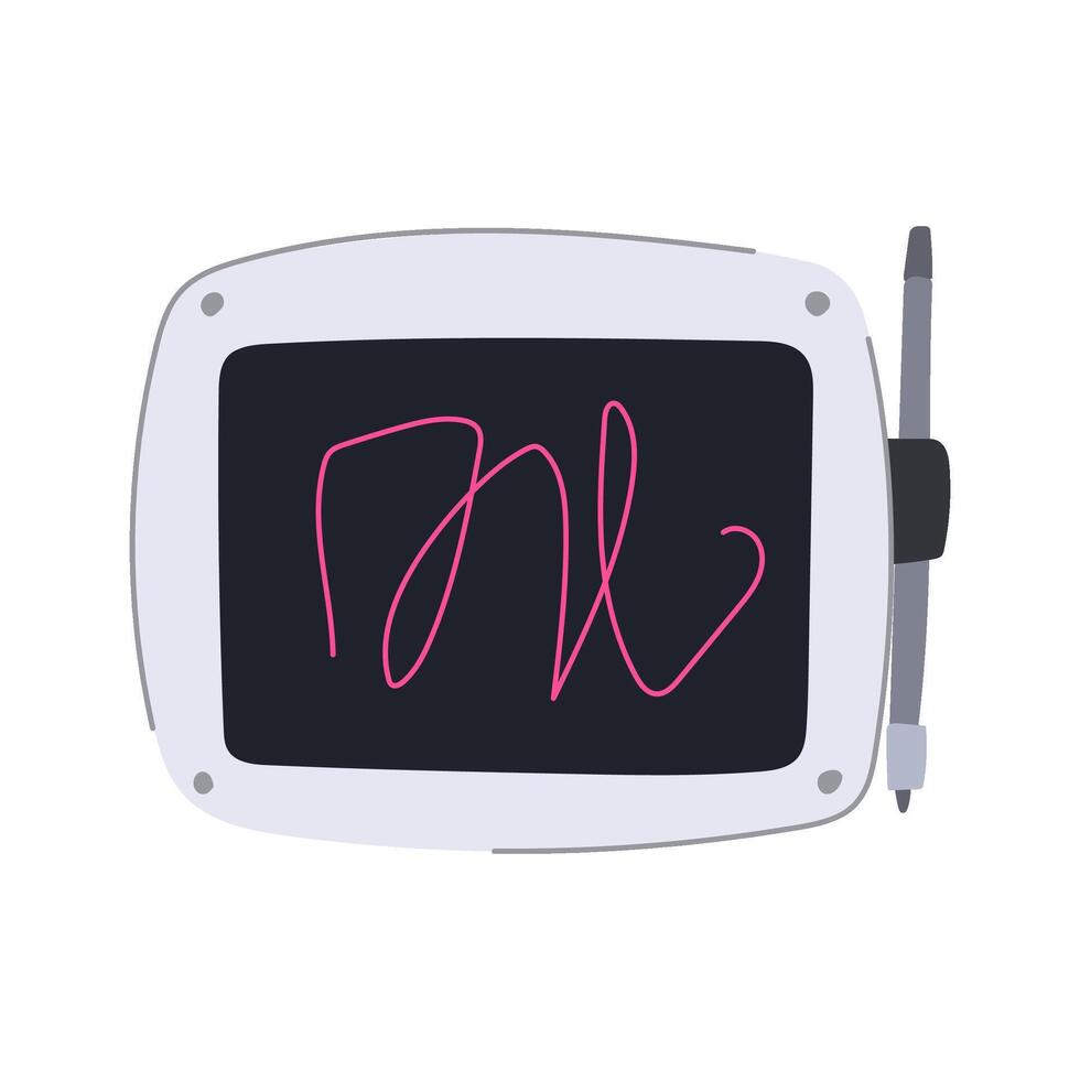 wireless digital handwriting pad cartoon illustration vector
