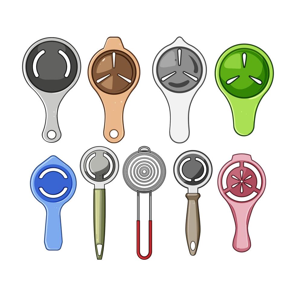 egg separator tool set cartoon illustration vector