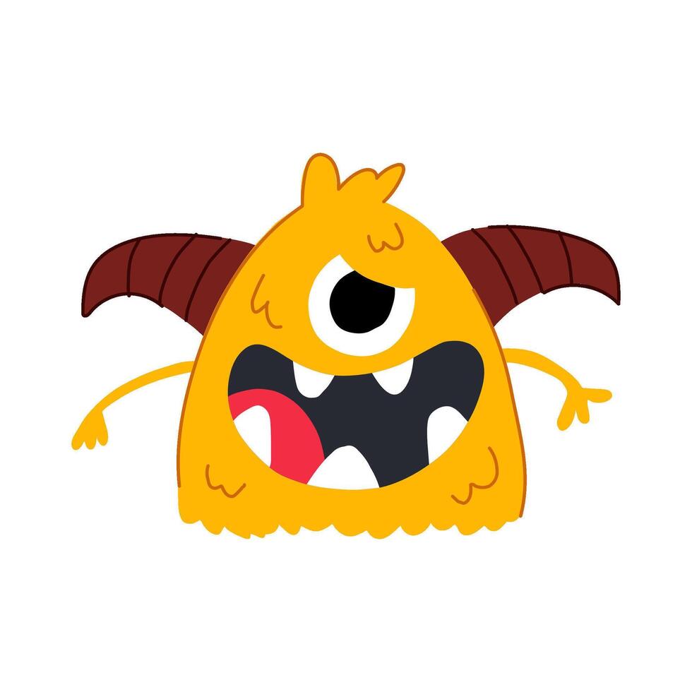 beast monster with horns cartoon illustration vector