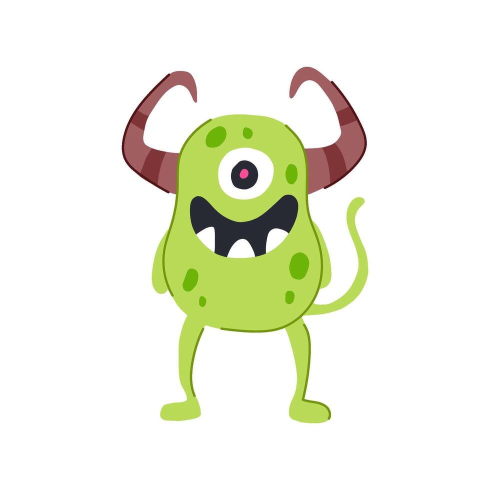 dragon monster with horns cartoon illustration vector