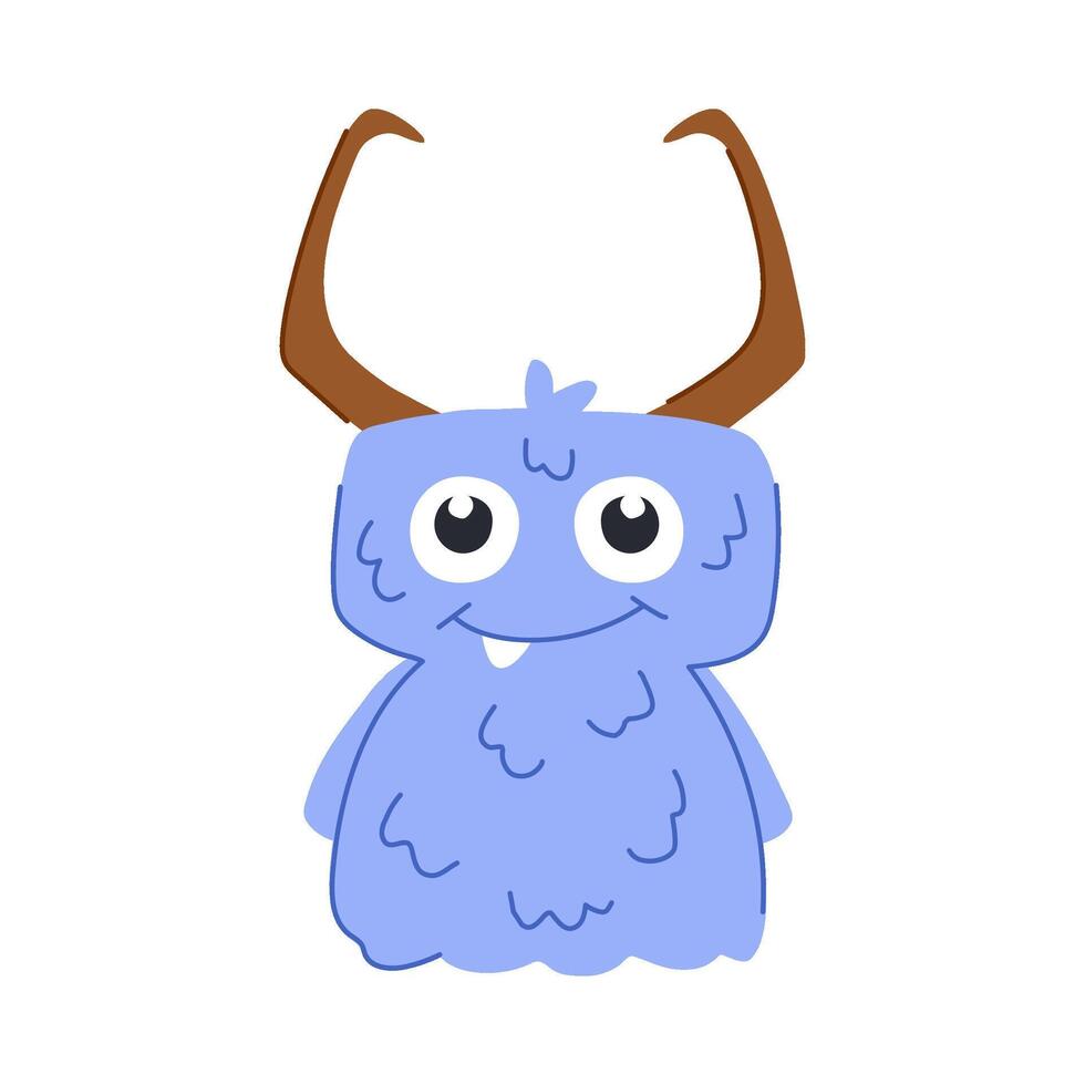 fiend monster with horns cartoon illustration vector
