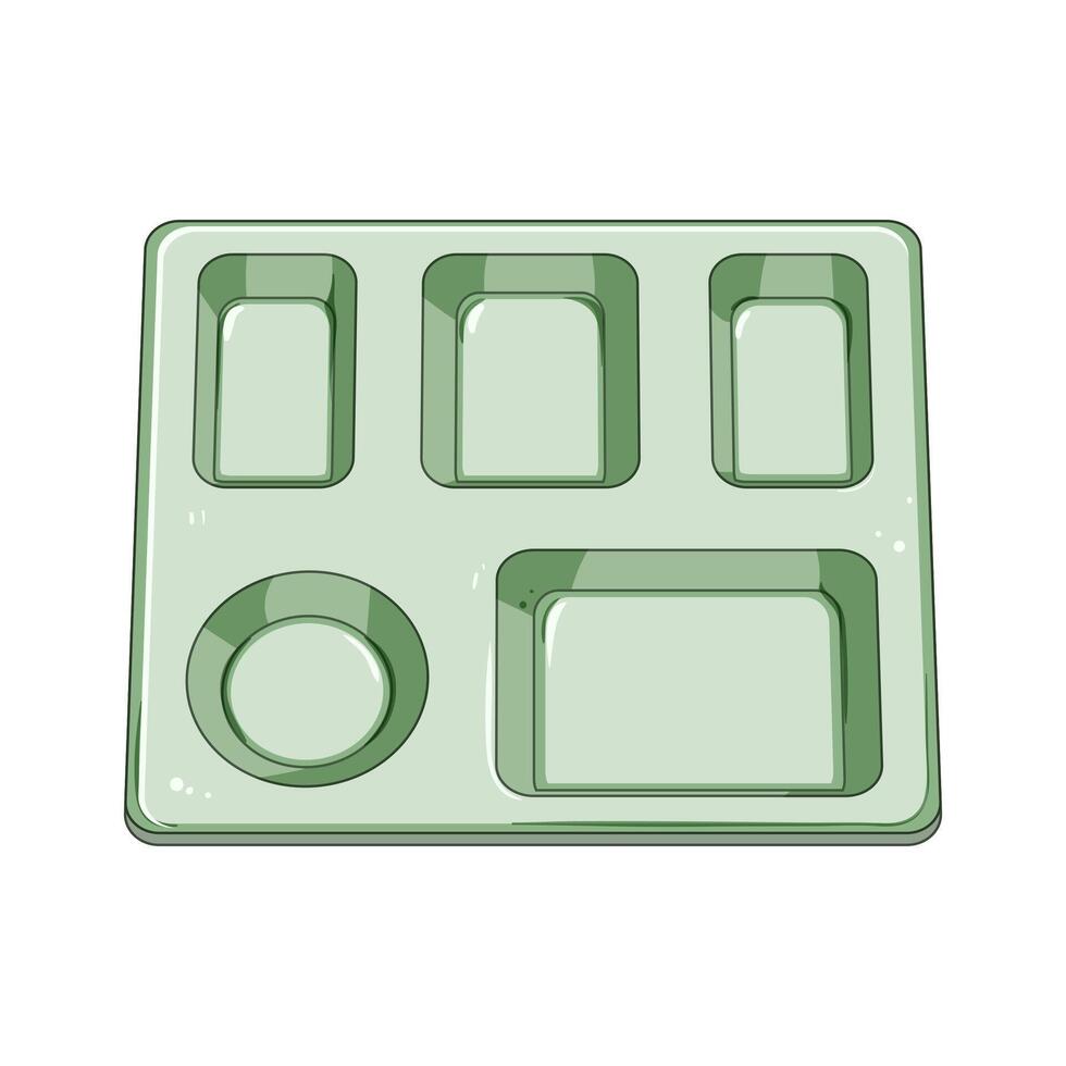 compartmentalized multi section meal tray cartoon illustration vector