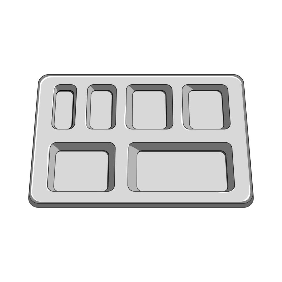 portion multi section meal tray cartoon illustration vector