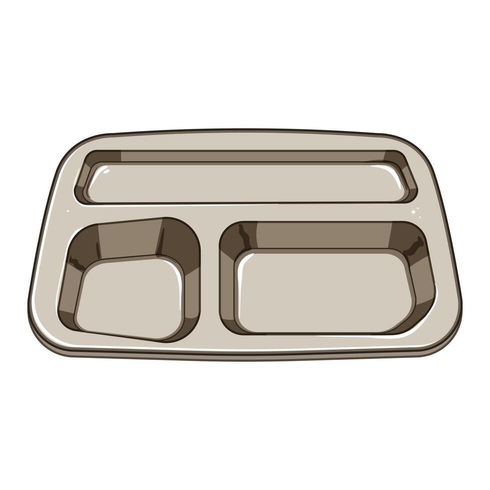 reusable multi section meal tray cartoon illustration vector