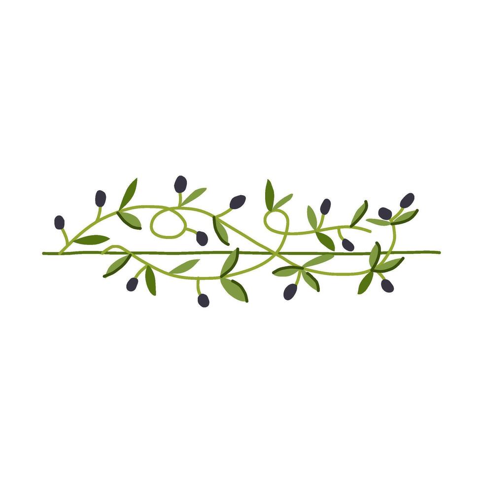 botanical olive border divider cartoon illustration vector