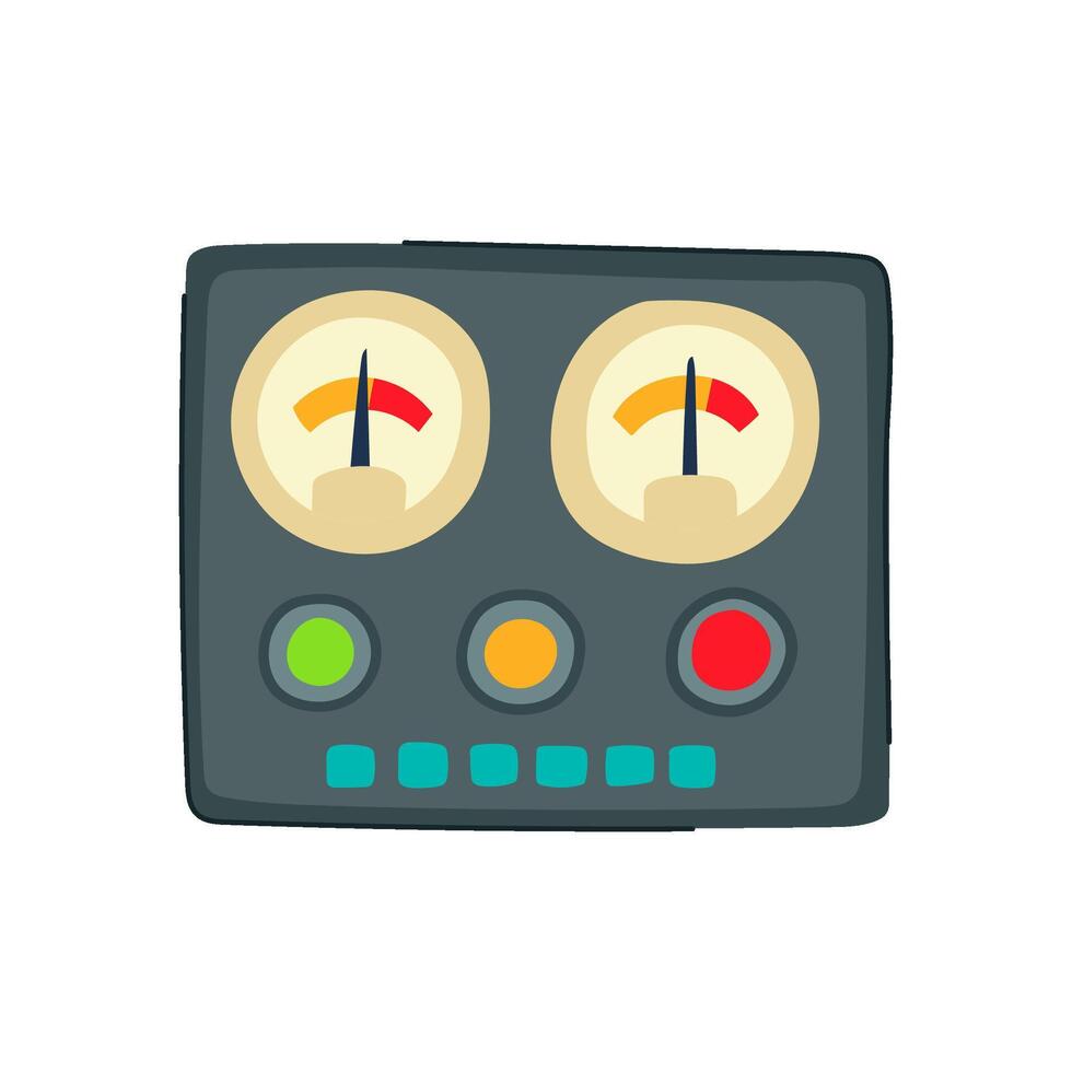 analog retro control panel cartoon illustration vector