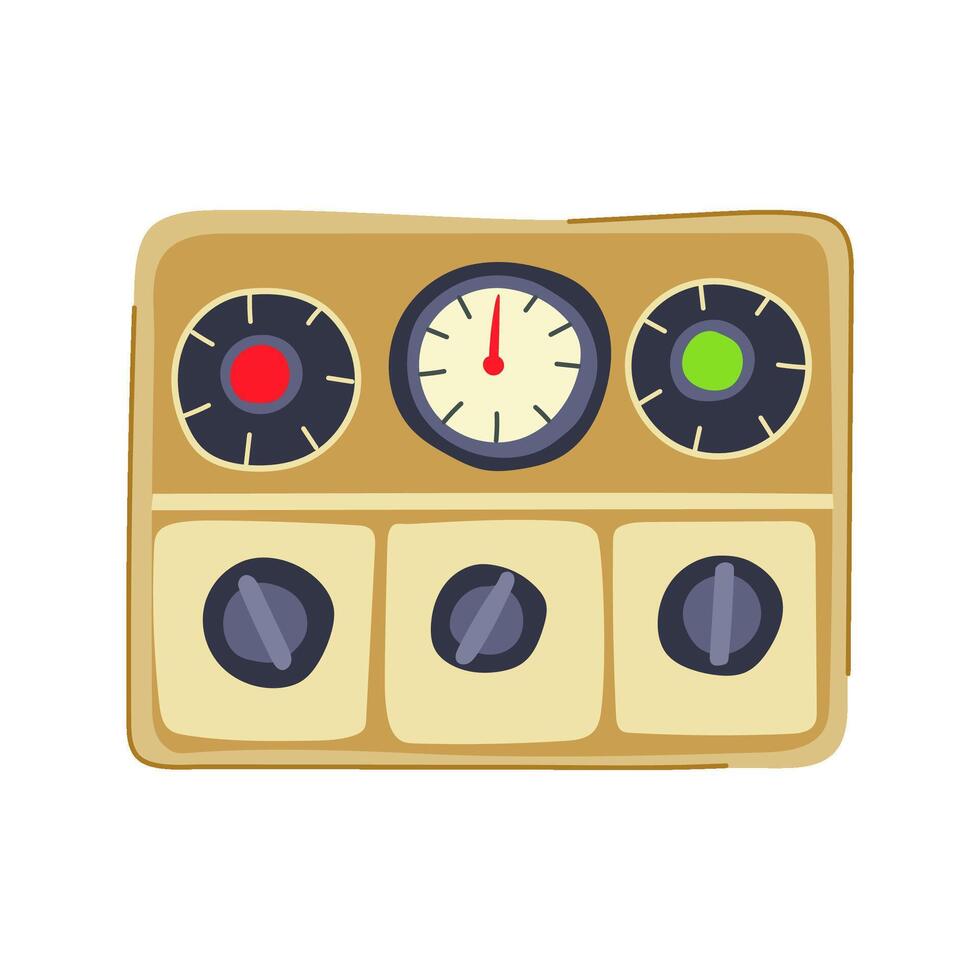 buttons retro control panel cartoon illustration vector