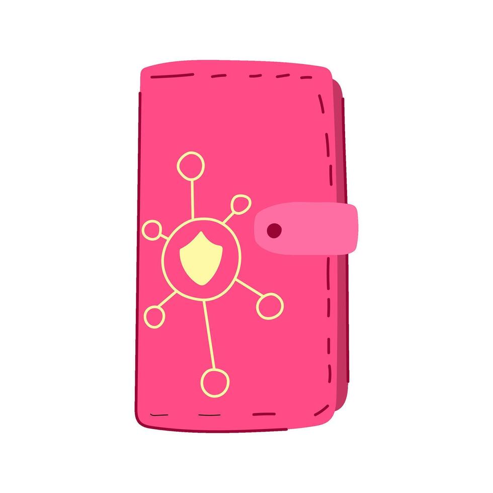blockchain smart wallet cartoon illustration vector