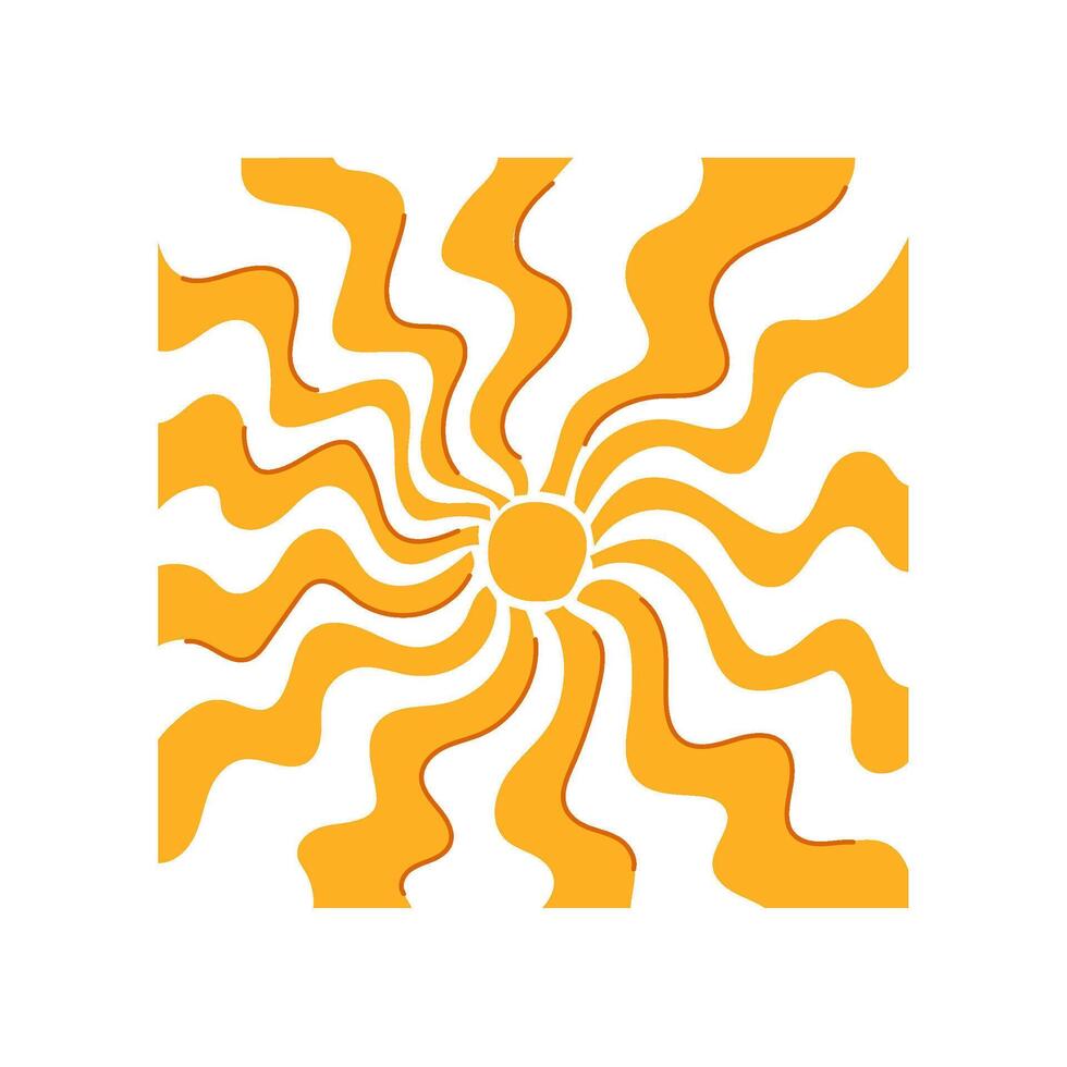 energy sun groovy cartoon illustration vector